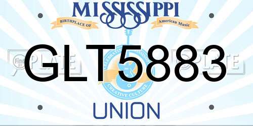 GLT5883 Mississippi License Plate