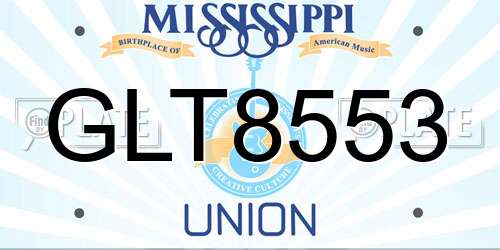 GLT8553 Mississippi License Plate