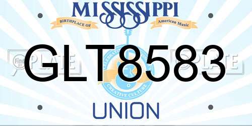 GLT8583 Mississippi License Plate