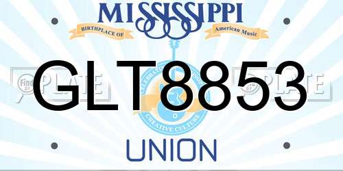 GLT8853 Mississippi License Plate