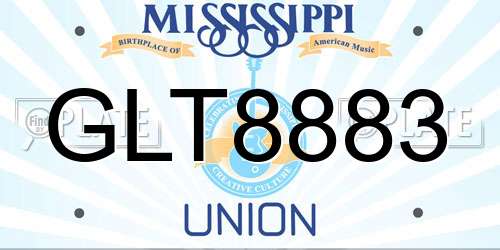 GLT8883 Mississippi License Plate
