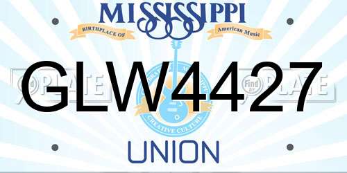 GLW4427 Mississippi License Plate