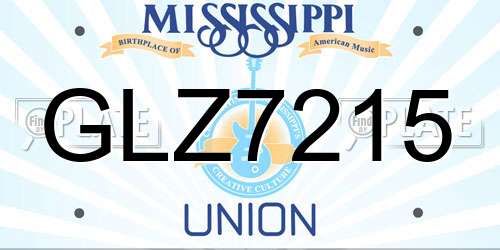GLZ7215 Mississippi License Plate