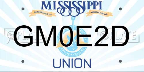 GM0E2D Mississippi License Plate