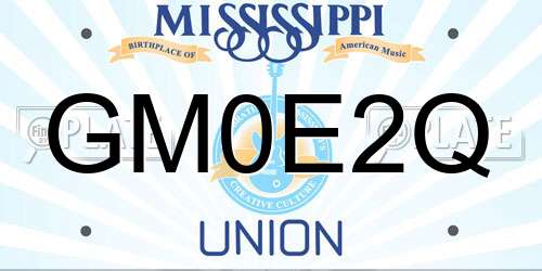 GM0E2Q Mississippi License Plate