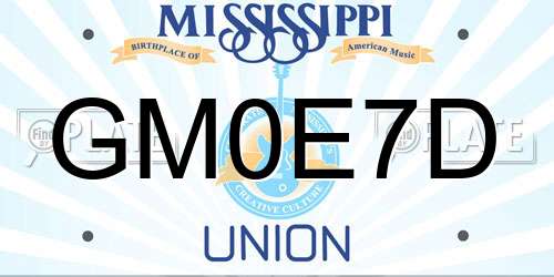 GM0E7D Mississippi License Plate