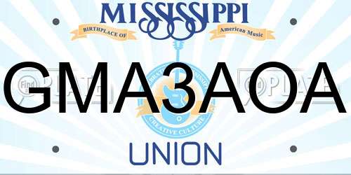 GMA3AOA Mississippi License Plate