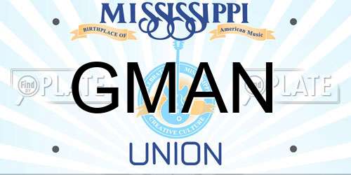 GMAN Mississippi License Plate