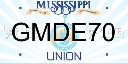 GMDE70 Mississippi License Plate