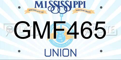 GMF465 Mississippi License Plate