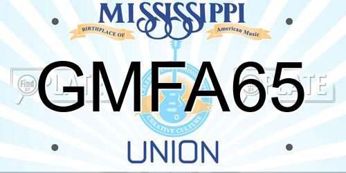 GMFA65 Mississippi License Plate