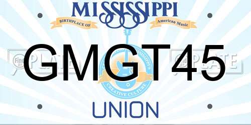 GMGT45 Mississippi License Plate