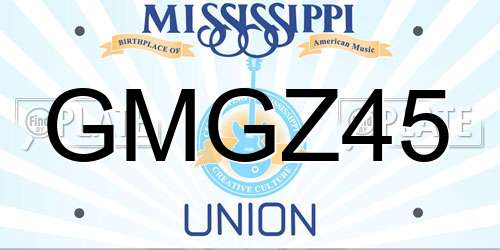 GMGZ45 Mississippi License Plate