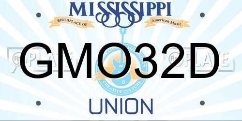 GMO32D Mississippi License Plate