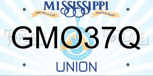GMO37Q Mississippi License Plate