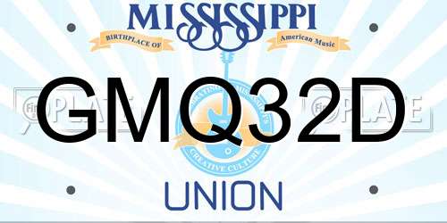 GMQ32D Mississippi License Plate
