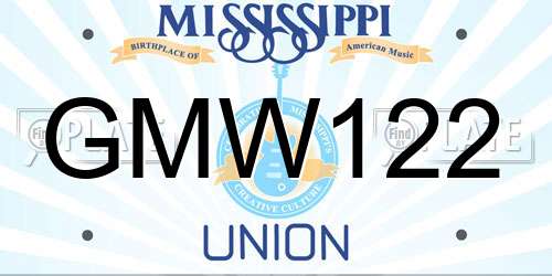 GMW122 Mississippi License Plate