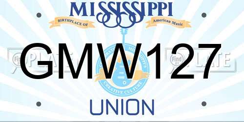 GMW127 Mississippi License Plate