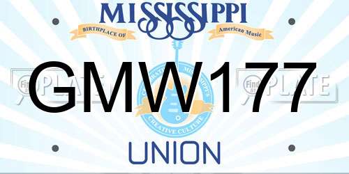 GMW177 Mississippi License Plate
