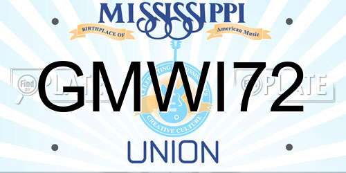 GMWI72 Mississippi License Plate
