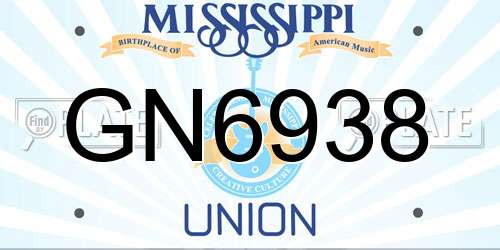 GN6938 Mississippi License Plate