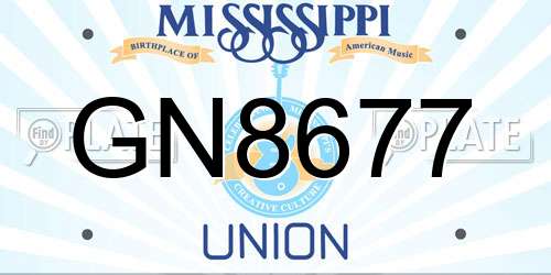 GN8677 Mississippi License Plate