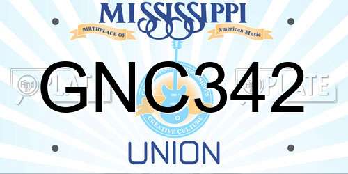 GNC342 Mississippi License Plate