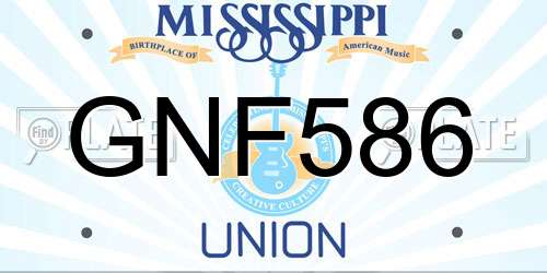 GNF586 Mississippi License Plate
