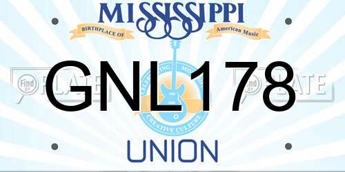GNL178 Mississippi License Plate