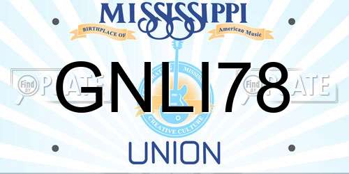 GNLI78 Mississippi License Plate