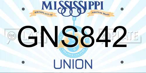 GNS842 Mississippi License Plate