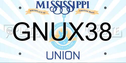 GNUX38 Mississippi License Plate