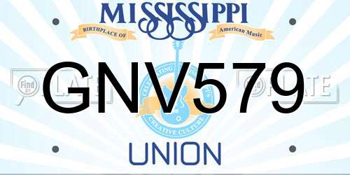 GNV579 Mississippi License Plate