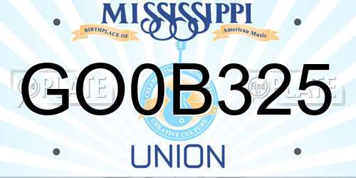 GO0B325 Mississippi License Plate