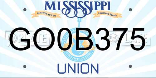 GO0B375 Mississippi License Plate