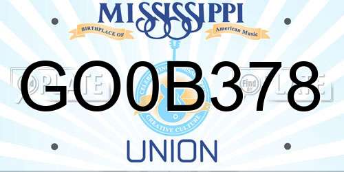 GO0B378 Mississippi License Plate