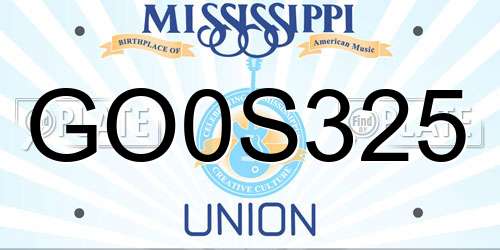 GO0S325 Mississippi License Plate