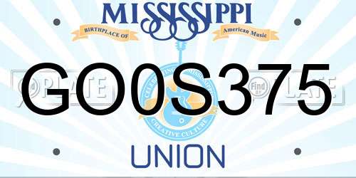 GO0S375 Mississippi License Plate