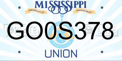 GO0S378 Mississippi License Plate
