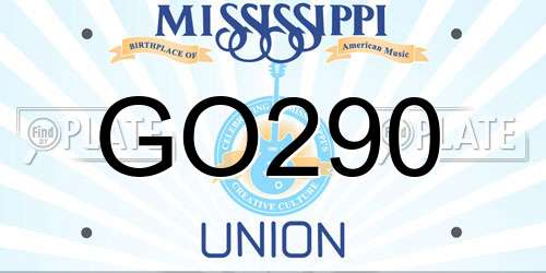 GO290 Mississippi License Plate