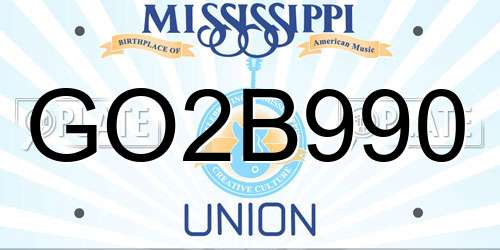 GO2B990 Mississippi License Plate
