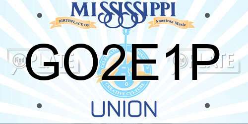 GO2E1P Mississippi License Plate