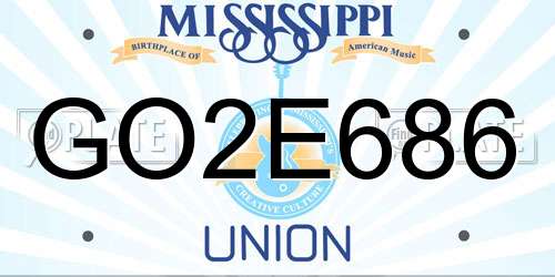 GO2E686 Mississippi License Plate