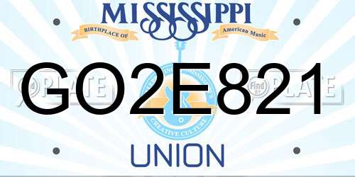 GO2E821 Mississippi License Plate