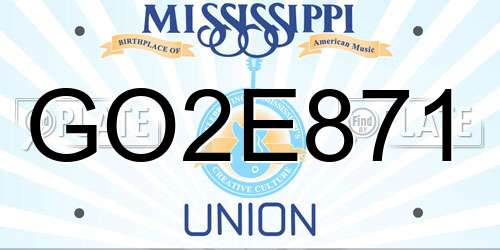 GO2E871 Mississippi License Plate