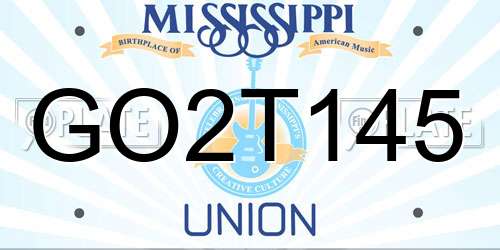 GO2T145 Mississippi License Plate