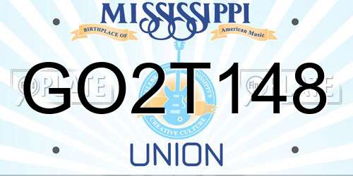GO2T148 Mississippi License Plate