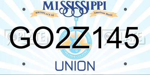 GO2Z145 Mississippi License Plate