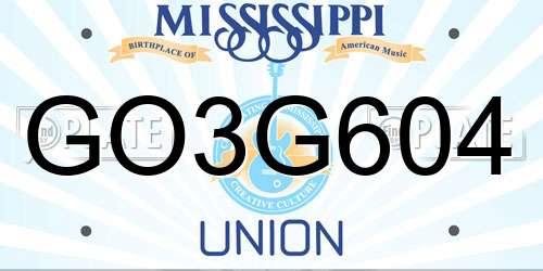 GO3G604 Mississippi License Plate
