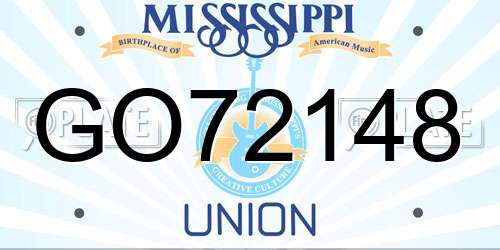 GO72148 Mississippi License Plate